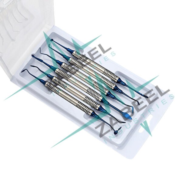 6Pcs/Kit Dental Composite Filling Instrument Blue Titanium Coated Restorative By ZaBeel Industries
