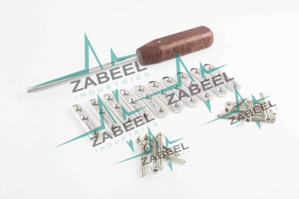 4.5mm Locking Compression Plate ( LCP ) Narrow PIP Plate, Locking Cortical Screw Set & Screw Driver 121 Pcs Ortho/Vet Implants by ZaBeel Industries