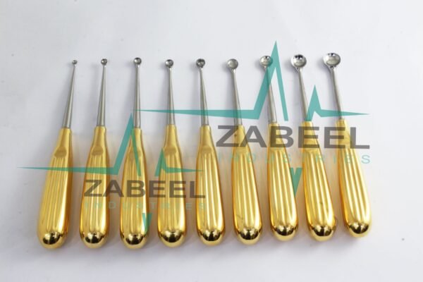 Bruns Curette Bone Curette Bundle Straight 17 cm Fig 000-6 9 PCs Set By ZaBeel Industries