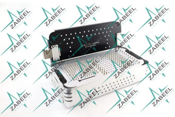 2.4mm & 2.7mm Cortical Screws Box, With Screws Rack, Sterilization Case Almunium By ZaBeel Industries