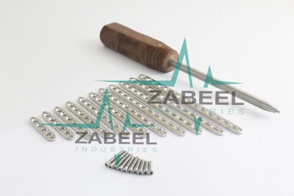 2.7mm Locking Compression Plate (LCP) & Locking Screws Set & Driver 132 Pcs Ortho/Vet Implants + 1 PC of Hex Screw Driver by ZaBeel Industries