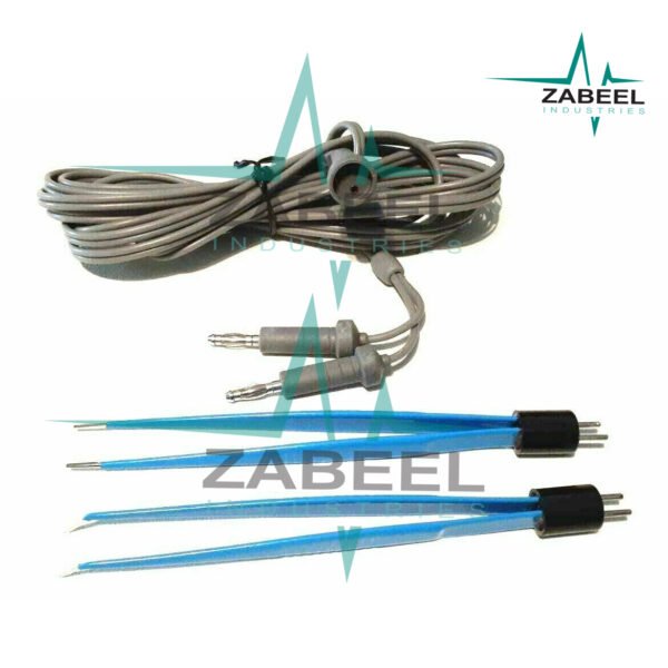 2 X Bipolar American Forcep 14cm Tip 1mm Straight + 3MTR Cable Electrosurgery CE
