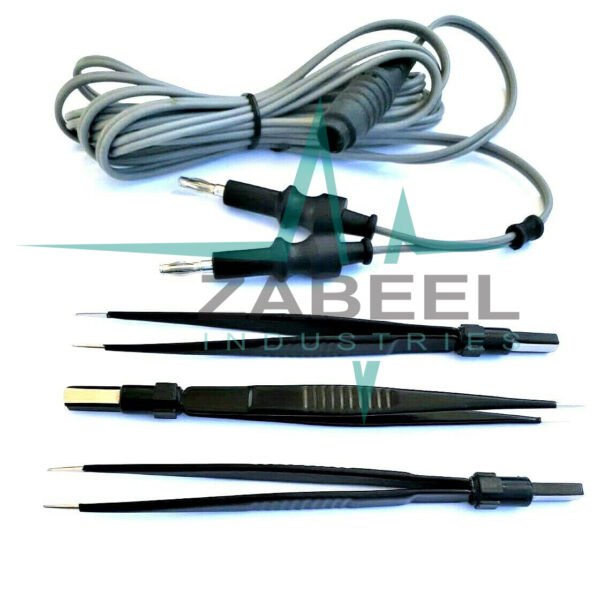 3 X Bipolar Forceps Straight 14CM With 3 MTR Cable Veterinary Instruments