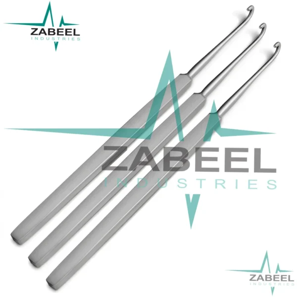 3 Pcs Graham Nerve Hook Blunt 6mm Deep 6.5″ Neurosurgical Instruments By ZaBeel Industries