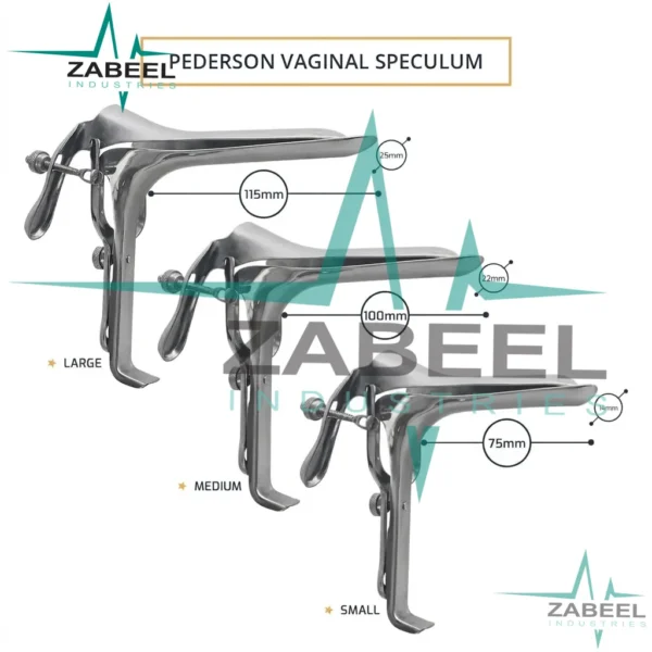 3 Pcs Pederson Vaginal Speculum Set By ZaBeel Industries