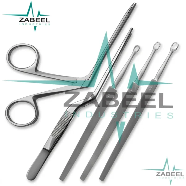 5 Pcs Hartman Alligator 3.5″ Adson Bayonet Fox Dermal Curettes Set By ZaBeel Industries