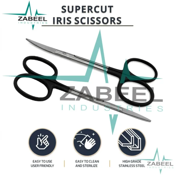 2 Pcs Supercut Iris Scissors 4.5″ (11.4cm) Straight & Curved By ZaBeel Industries