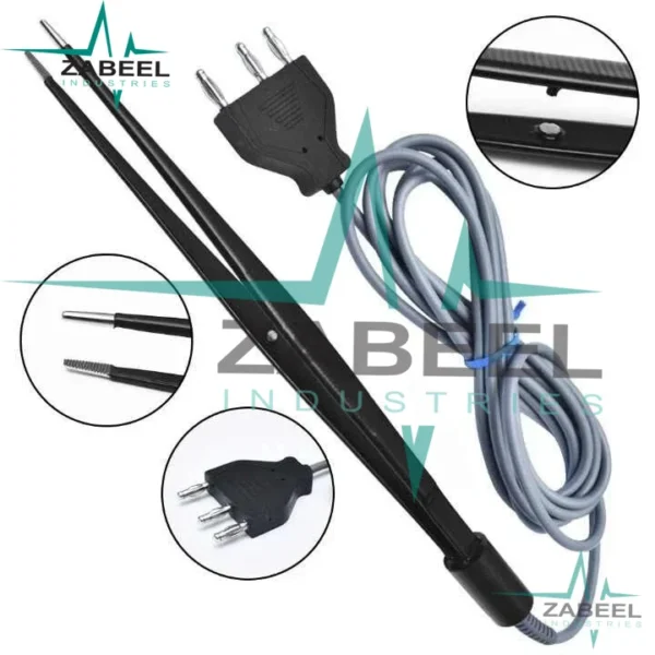 Potts Smith Hand-Switch Monopolar Forceps 25cm With Attached 3mtr Silicone Cable By ZaBeel Industries