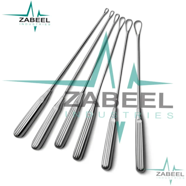 6 Sims Uterine Curettes 11″ Sharp Blades Size 0, 1, 2, 3, 4 & 5 By ZaBeel Industries