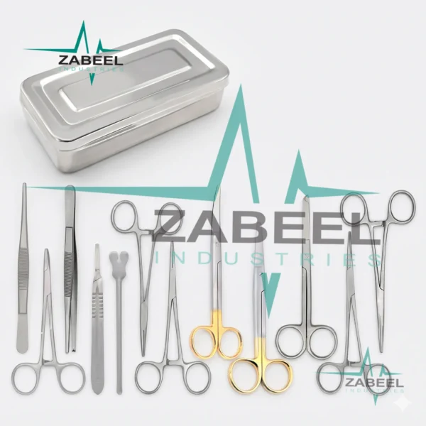 13 Pcs T/C Basic Minor Surgery Kit with Stainless Steel Box By ZaBeel Industries