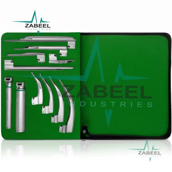 11 Pcs Fiber Optic Macintosh & Miller Combo Laryngoscope Set By ZaBeel Industries