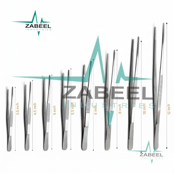 8 Thumb Dressing Forceps Tweezers Straight 3.5″ – 12″ Serrated By ZaBeel Industries