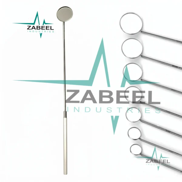 Set of 7 Laryngeal Mirrors with Handle #0 1 2 3 4 5 6 By ZaBeel Industries
