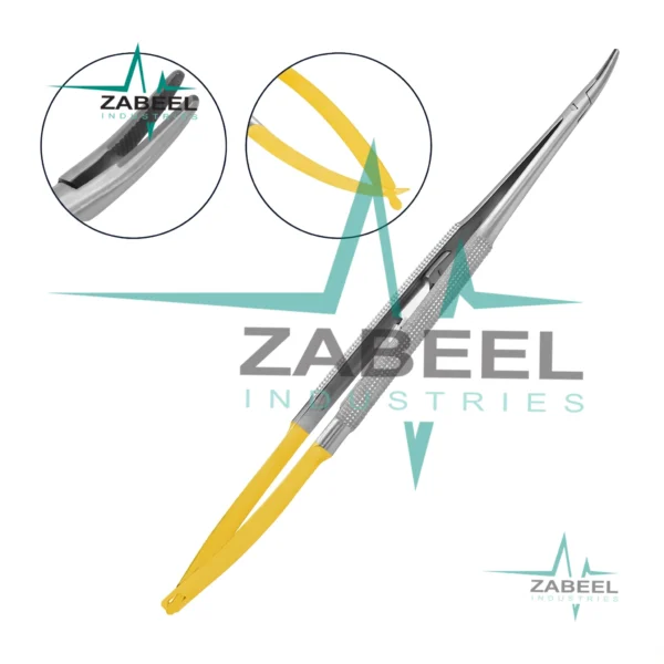 T/C Castroviejo Needle Holder 7″ Curved Serrated Tip with Lock By ZaBeel Industries