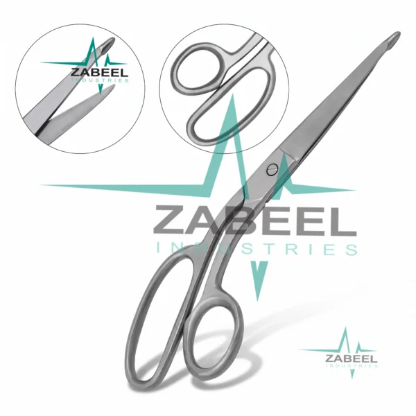 Pro Trainer Bandage Scissors Curved 9.25″ One Large Ring By ZaBeel Industries