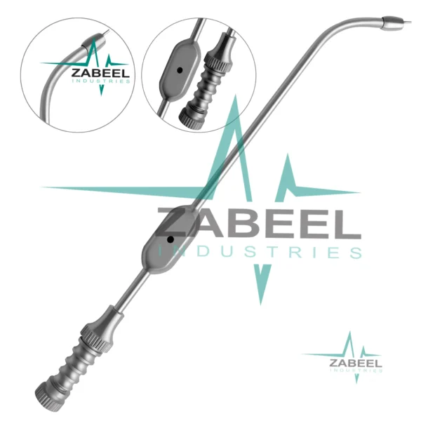 Sinus Suction Tube 6.5” Short Curved 4mm Diameter Bulbous Tip By ZaBeel Industries