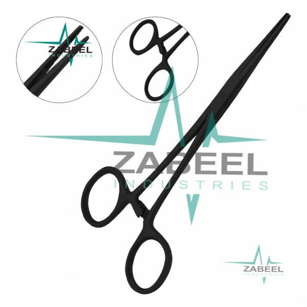 Kelly Forceps 5.5″ Straight Full Black Coated By ZaBeel Industries
