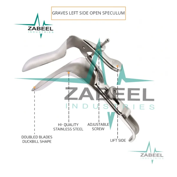 Graves Left Side Open Vaginal Speculum Medium By ZaBeel Industries
