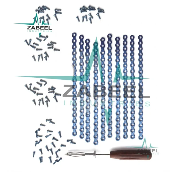 10 Maxillofacial Mini Plates /80 Pcs Titanium Screws 2.0 and Screw Driver By ZaBeel Industries