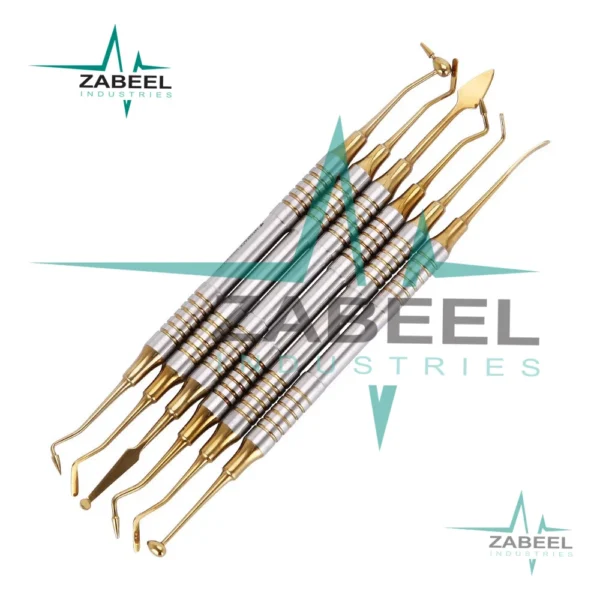 6 Pcs Dental Composite Filling Instrument Gold Titanium Coated Restorative Kit By ZaBeel Industries